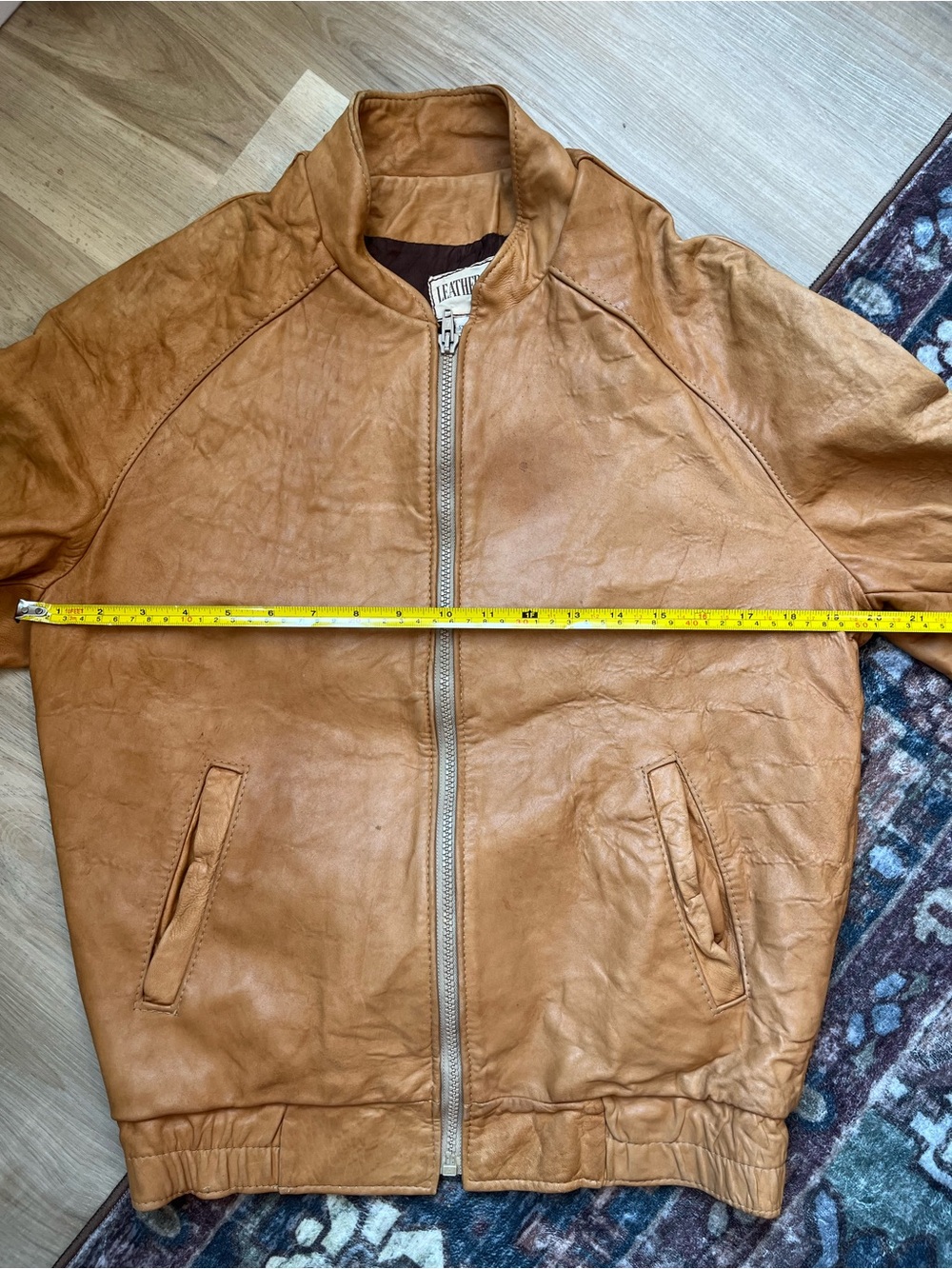 Women’s Vintage Classic Brown Leather Bomber Jacket Size S - Picture 8 of 10